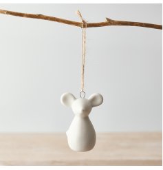Mouse - White Ceramic Hanging Decoration