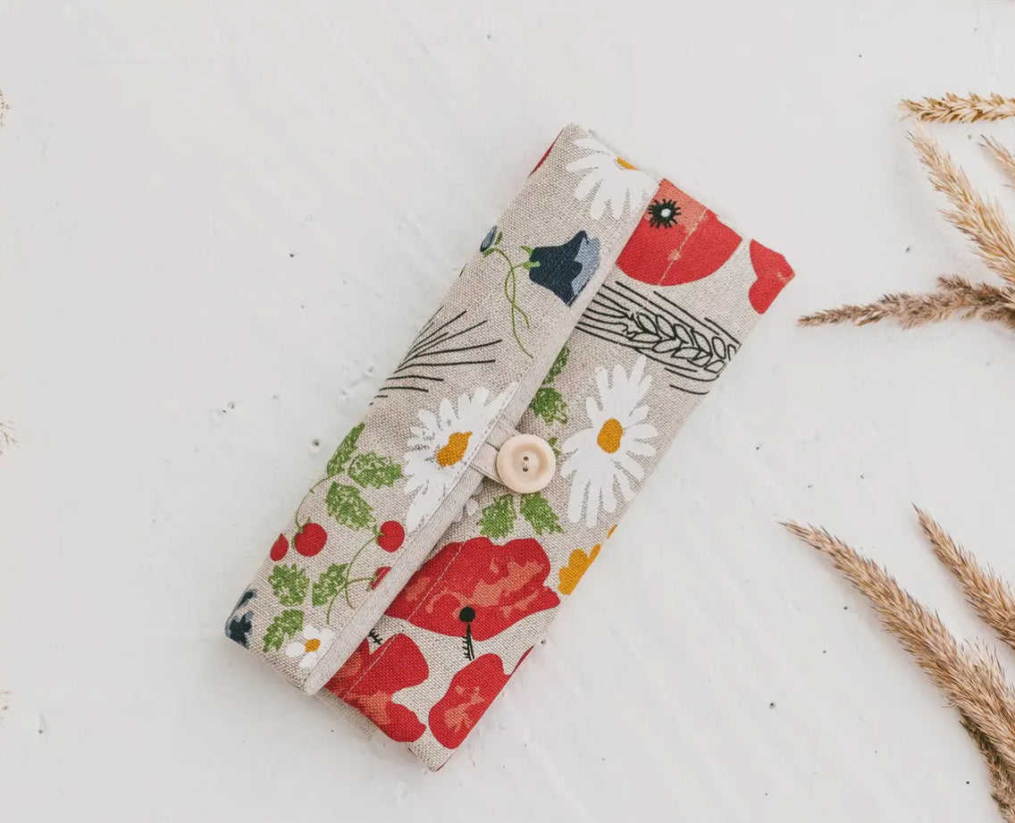 Foldable Linen Bag - Flowers