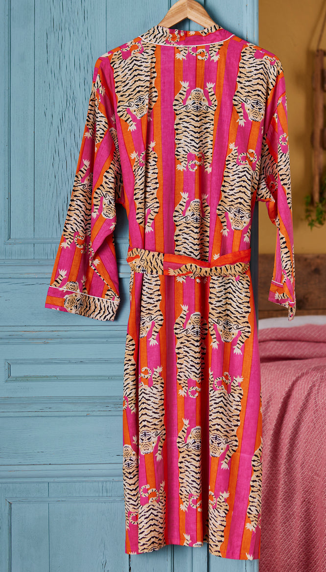 Hand Printed Dressing Gown - Tiger