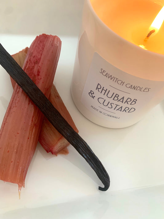 Rhubarb and Custard Soy Wax Candle - Handmade in Cornwall