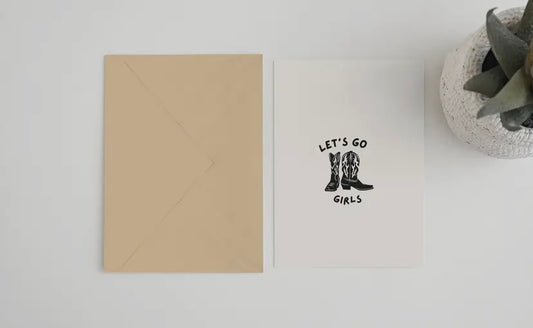 Lets Go Girls ShaniaTwain Inspired Card  £3.50  Greeting Card (5 x 7)  Recycled brown Kraft envelope.  FSC certified recycled ivory speck paper  Designed &amp; Printed in England.