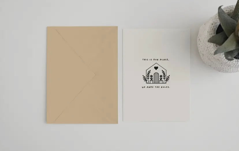 This is our place .. we make the rules. £3.50  Taylor Swift Inspired Greeting Card (5 x 7)  Recycled brown Kraft envelope.  FSC certified recycled ivory speck paper  Designed &amp; Printed in England Shop small. Shop Independent. Made in Uk. Cornwall. Mousehole. Swift. Taylor Swift Music.