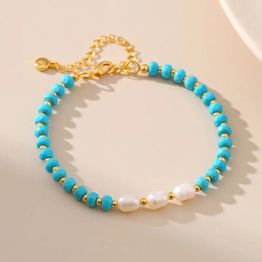 Freshwater Pearl & Turquoise Bead Bracelet